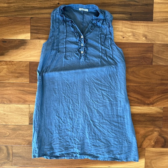 Alessia Pacini Blue Linen Italian Made Dress size Small - Picture 1 of 3